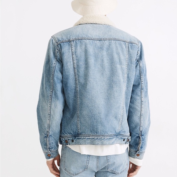 Madewell Sherpa Classic Jean Jacket in Eaves Wash Mens Size S - Picture 2 of 8